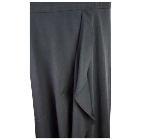 Releeo Black Faux Wrap Maxi Dress 2XL High Low Ruffle Hem 27” Slit - Picture 4 of 11